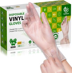 Disposable Vinyl Gloves, Food Safe, Latex-Free Powder-Free Clear Medium