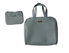Joan & David Blue Travel Organizer Tote Set 9×10 w Pouch Cosmetic Bag Modern