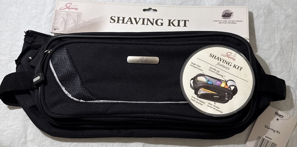 Skyway Travel Toiletry Bag Black Organizer Zip Shaving Kit Pockets New