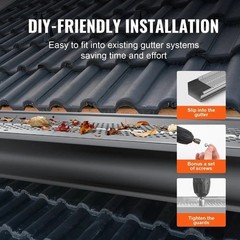 Gutter Guard, 5 inch Width, Aluminum Leaf Filter DIY Gutter Cover, 26 PCS 104 ft