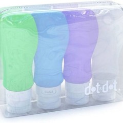 Set of 4 Silicone Travel Bottles 3oz for Shampoo and Toiletries