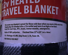 Treksafe Automotive 12v Heated Travel Blanket Black & White Check NEW.