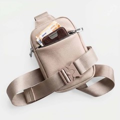 TRAVEL SLING BAG | LEATHER (Beige)