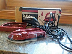 Small Portable Rival Travel Club TC 502 Travel Iron in Box for Touch-Up Ironing