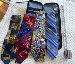 Zippered Tie Travel Case plus 4 100% Beautiful Silk Ties -Barcelino, Pavone..