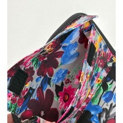Thirty One Jewelry Travel Organizer Makeup Gray Floral Ribbon Tie Portable Wrap