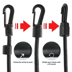 1/4&Prime;Bungee Shock Cords with Hooks, 130Feet 1/4 inch x 130 feet, Black, Black