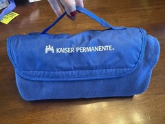 Kaiser Permanente KP Royal Blue Travel Roll Up Fleece Blanket With Handle
