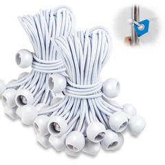 100 PCS Bungee Balls 6 Inch,White Tarp with Heavy 6 IN, White