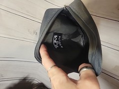 TUMI for Delta Gray Nylon Zippered Pouch Small Travel Toiletry Cosmetic Bag