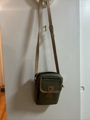 The Nature Company Vintage Crossbody Olive Canvas And Tan Leather Bag New