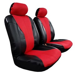 Universal Fit Leather Mesh Seat Covers Front Pair Red Black For Car Truck SUV