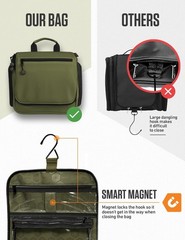 Hanging Travel Toiletry Bag for Women & Men – Large Toiletry Organizer with 18 C