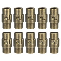 10pcs Leather End Beads with Hole 6mm, Bronze Magnetic Caps
