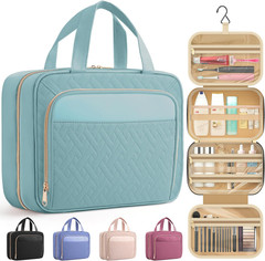Hanging Travel Toiletry Bag Women Men, Light Blue, Medium | Waterproof Makeup Ba