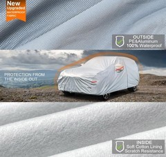 Kayme 6 Layers Hatchback Car Cover Waterproof All Weather Fit up to 77&Prime; Zipper