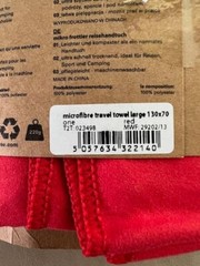 New Large Mountain Warehouse Microfibre Travel Towel, 27.5 x 51.1 in, Coral Red