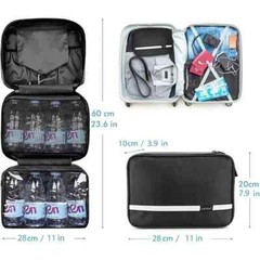 Waterproof Oxford Travel Toiletry Bag for Men and Women with Hanging Hook, Black