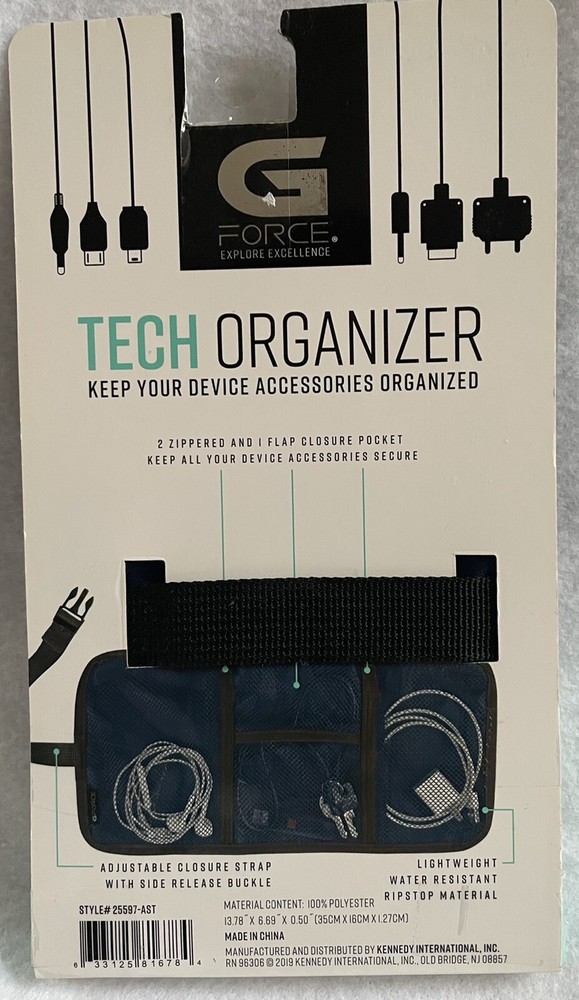 G-Force Tech Accessory Organizer Blue Explore Excellence Lightweight AdjustableN