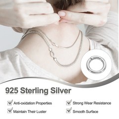 11.6mm 925 Sterling Silver Spring Rings, 2Pcs Round Clasps, Silver Color