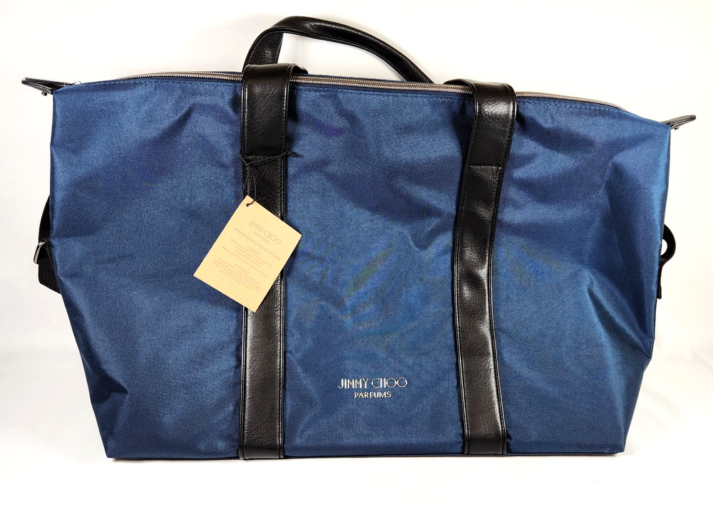 Jimmy Choo Parfums Navy Blue Nylon Large Weekend Duffel Travel Bag