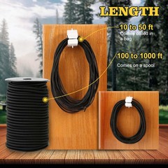 Zakous 1/4&Prime; x 100FT Heavy Duty Bungee Shock Cord Roll Marine Grade Black