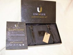 UniNLux Leather & Canvas Dopp Kit Toiletry Bag for Men Hanging Hook Waterproof