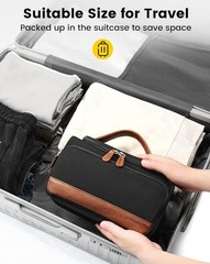 Structured Canvas Toiletry Bag Medium Stand-Up Dopp Kit Wet Dry Pocket Organizer