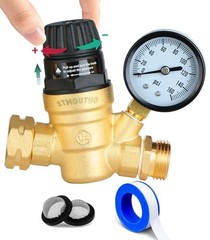 RV Water Pressure Regulator for RV Camper. Brass Lead-Free Adjustable Camper