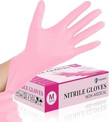 PROMEDIX P Nitrile Disposable Gloves,4mil-100 Large, Pink(large 100)