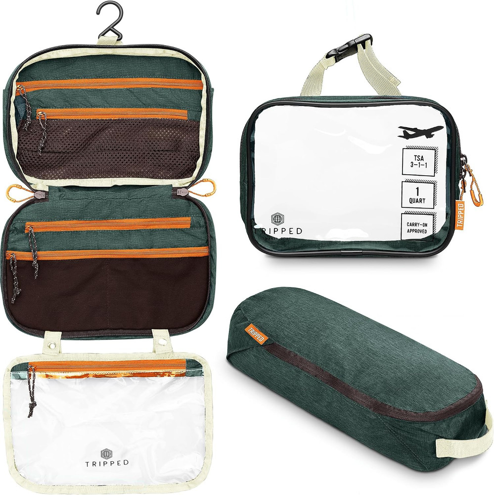 TRIPPED Travel Gear 3-Piece Travel Toiletry Bag Set | Includes Hanging Toiletry