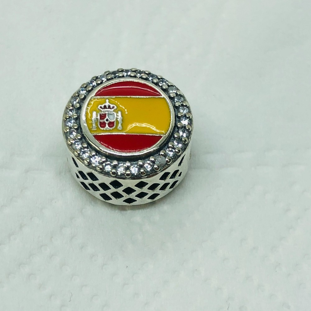 Spain Flag BEAD Charm |S925 Sterling Silver Jewelry with Gift Box