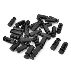 Plastic Double Holes Rope Clamp Backpack Lever 4mm D. 30 Pcs Black