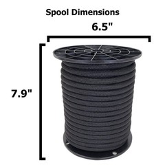 QNR 3/8&Prime; Black Shock Cord, Marine Grade (#12) x 100 feet,