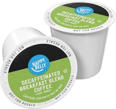 Happy Belly Decaf Light Roast Coffee Pods, Breakfast Blend Keurig Compatible 100