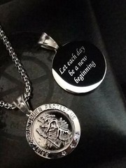 Mens Large Silver Steel St Christopher Necklace, Personalised Travel XMAS Gift