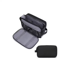 Black Travel Toiletry Organizer Bag, Water-Resistant Shaving Kit with Multiple P