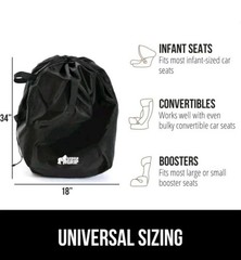 Gorilla Grip Car Seat Bag w/ Pouch and Luggage Tag,34&Prime; x 18&Prime;x 18&Prime;. Easy to carry