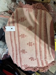 Shade & Shore Cotton Geometric Bath Mat, Pink/White Rectangle, Machine Wash