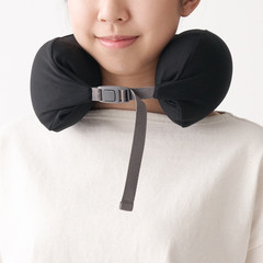 MUJI Contoured Neck Cushion Hourglass Shape Black Approx. 13.5 x 59 cm
