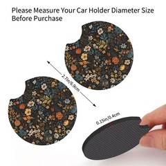 MAGIFUN 2PCS Car Cup Holder Coasters for Holders Anti-Slip Floral Print