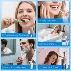Travel Size Toiletry Kits, 9-in-1 Disposable Set, Bulk 60 Pack for Travel & Hote