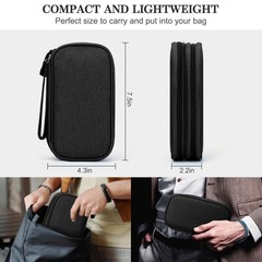 FYY Travel Tech Pouch, Double Layer Organizer, 7.5×4.3×2.2 Inch, Black