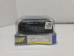 Truck Stuff 12V Travel Alarm Clock Extra Loud 110dB Small Black Heavy Duty