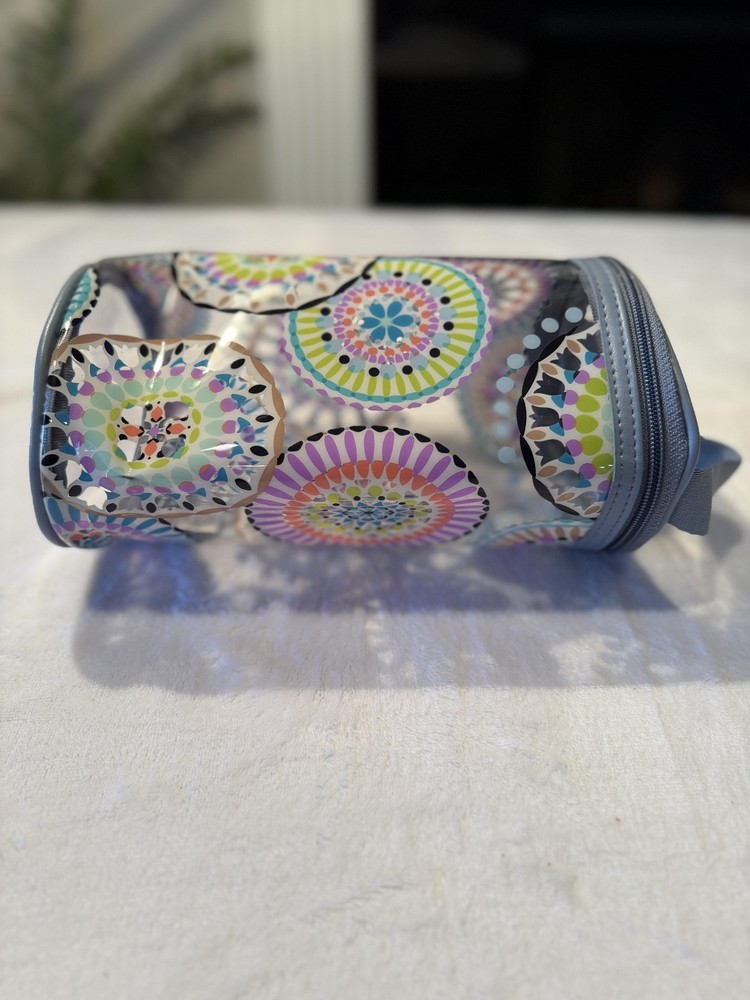 Vera Bradley Clear Toiletry Bag Gray Multicolor Medallion Cosmetic Travel Case