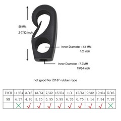 YYST Kayak Cord Hook Nylon Bungee for Shock Cords 1/4&Prime; and 3/16&Prime;, Black