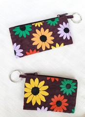 Baggu Lanyard Zip Pouch 2 Piece Set Raisin Daisy No Strap Keyring Bags Retired
