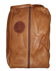 Vintage PWG Large Cider Tan Leather MIRABEL Travel Toiletry / Shave Pouch 13×8