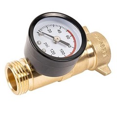 Brass RV Water Pressure Regulator, Hi-Flow Water Regulator With With Gauge