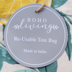 Boho Living Eco Friendly Reusable Lemon Leaves Tote Bag – 20&Prime; x 19&Prime; x 9&Prime; in